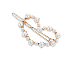 Load image into Gallery viewer, Pearl &amp; Gold Metal Hair Clip Barrette (various shapes)
