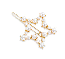 Load image into Gallery viewer, Pearl &amp; Gold Metal Hair Clip Barrette (various shapes)
