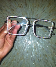 Load image into Gallery viewer, Metal Square Blingy Trim Fashion Glasses (6 Colors)
